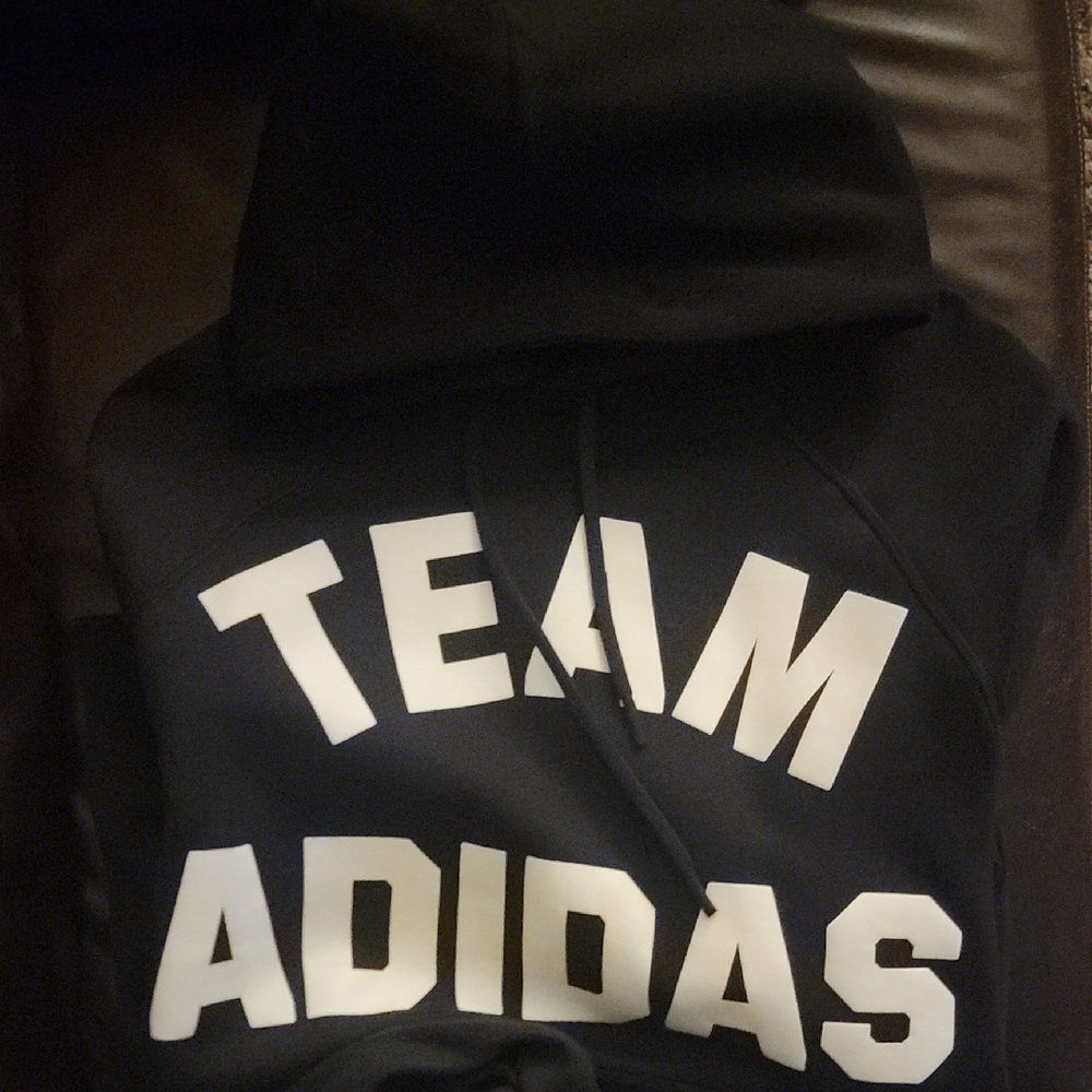 Adidas Black Hoodie with White Print